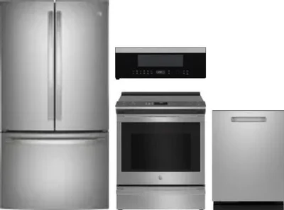 4 Piece Package Includes Refrigerator, Range, Microwave And Dishwasher